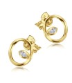 Water Drop In Circle With CZ Stone Silver Ear Stud STS-5501